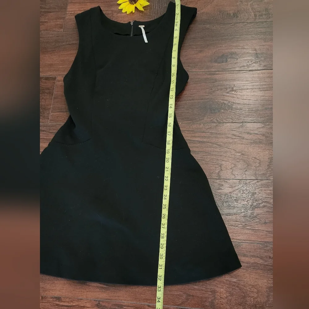 Free People Cha Cha Mini Skater Dress Black Back Zip Scoop Neck ♠️